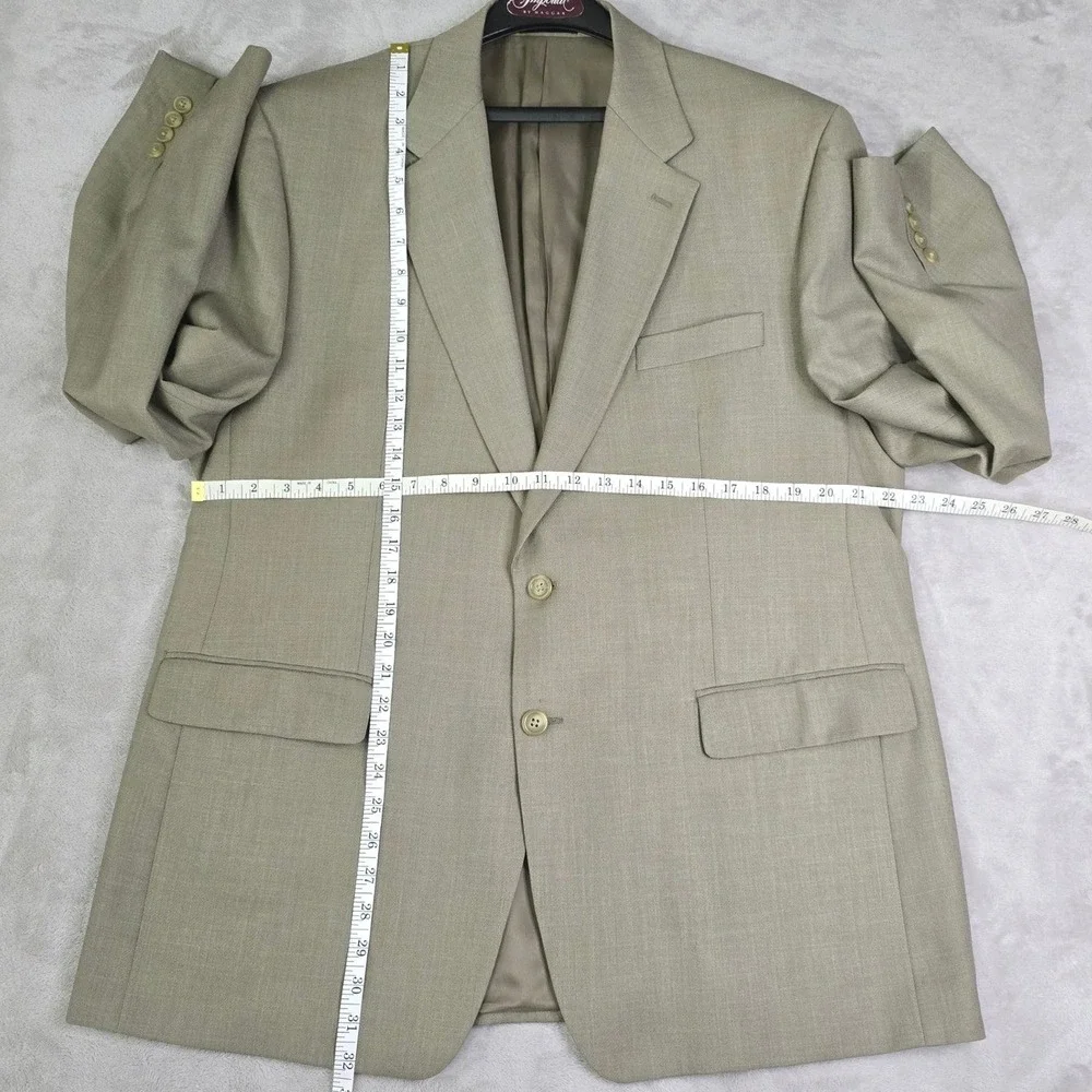 Chaps 46R Sport Coat Blazer‎ Tan Taupe Textured Weave 2 Button Flap Pockets